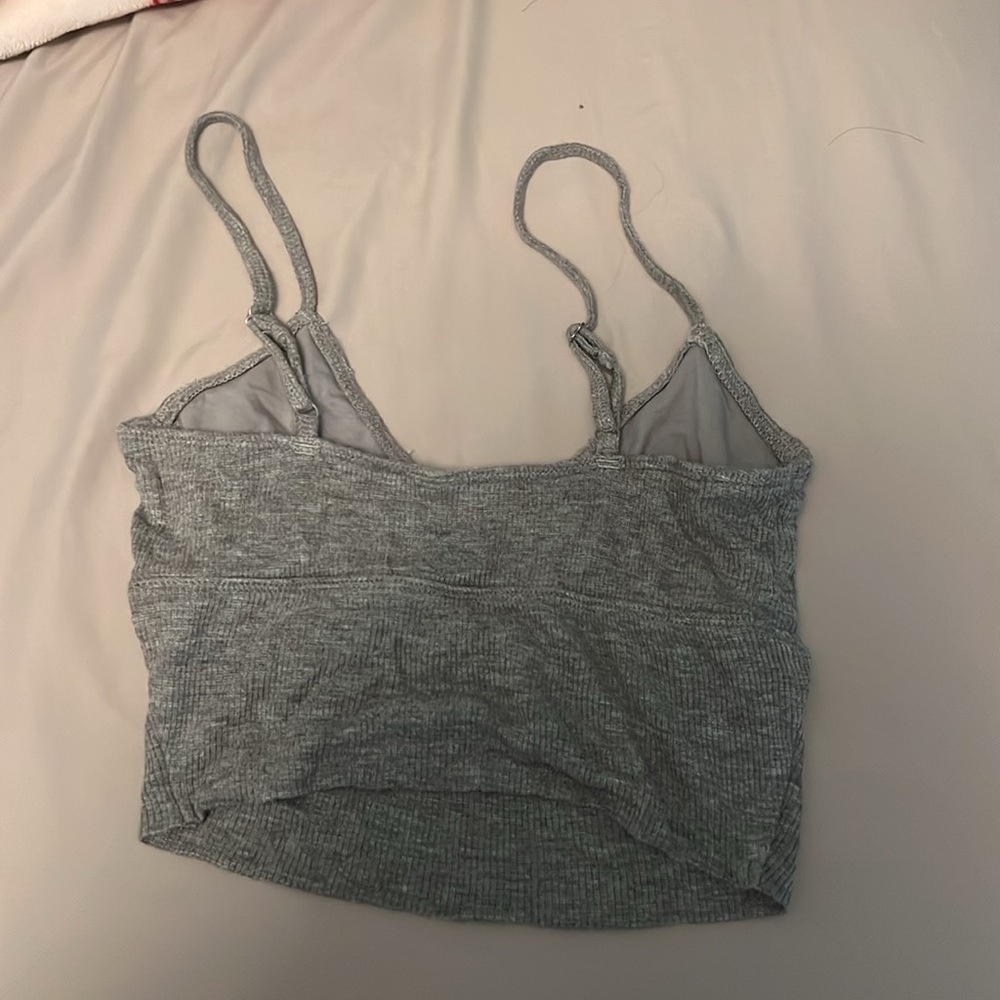 Gray Ribbed Crop Top - Picture 2 of 2